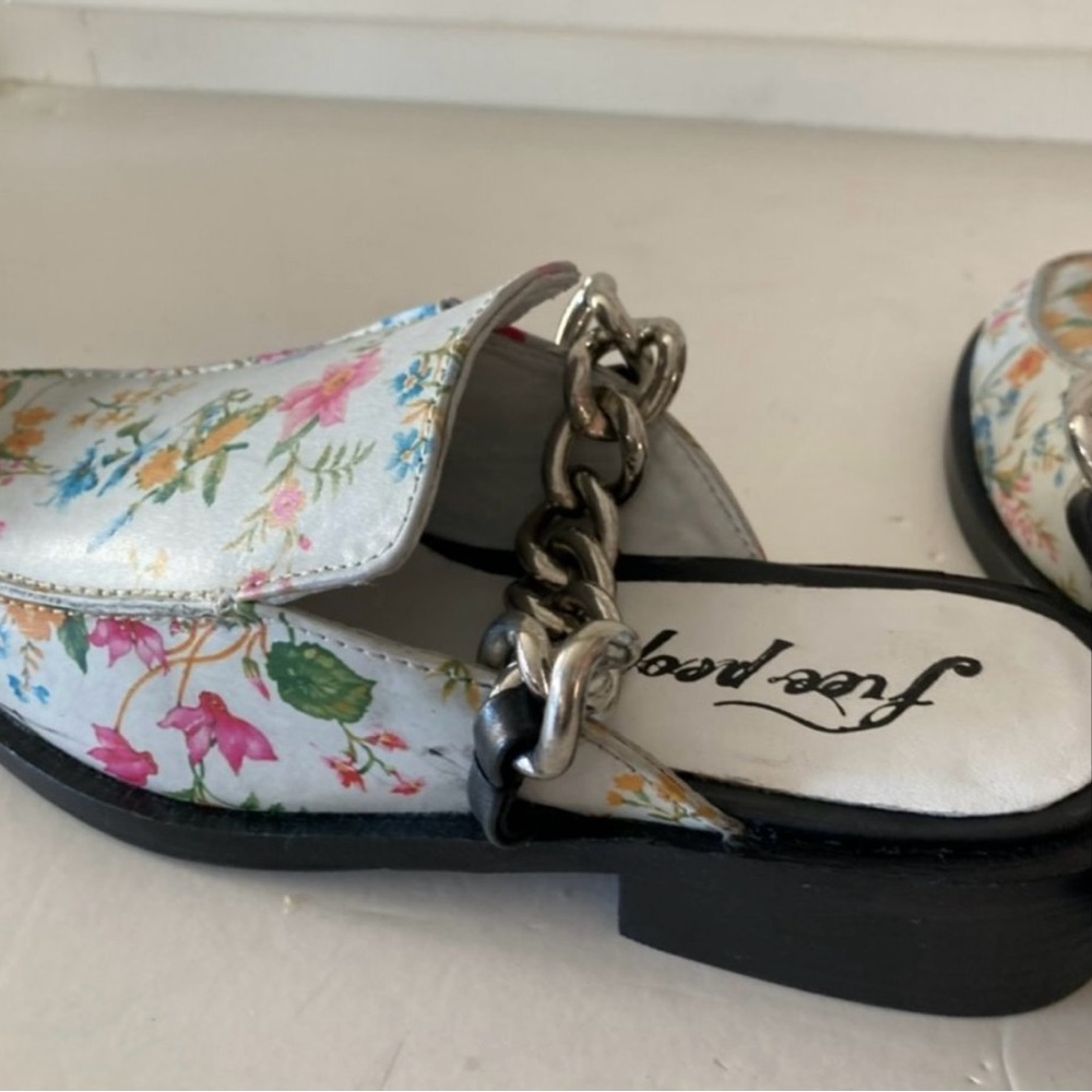 NWOT Free People Vida Slip On Blue Floral Garden Mules - Picture 8 of 9
